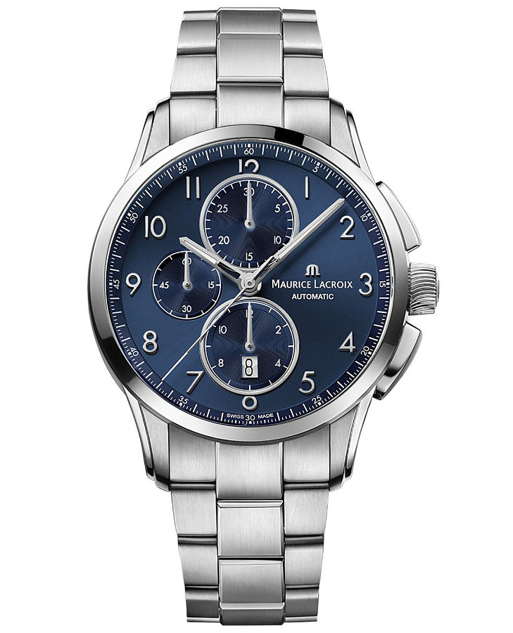 Часы Maurice Lacroix Pontos Chronograph 43mm PT6388-SS002-420-1 — мужские, синий