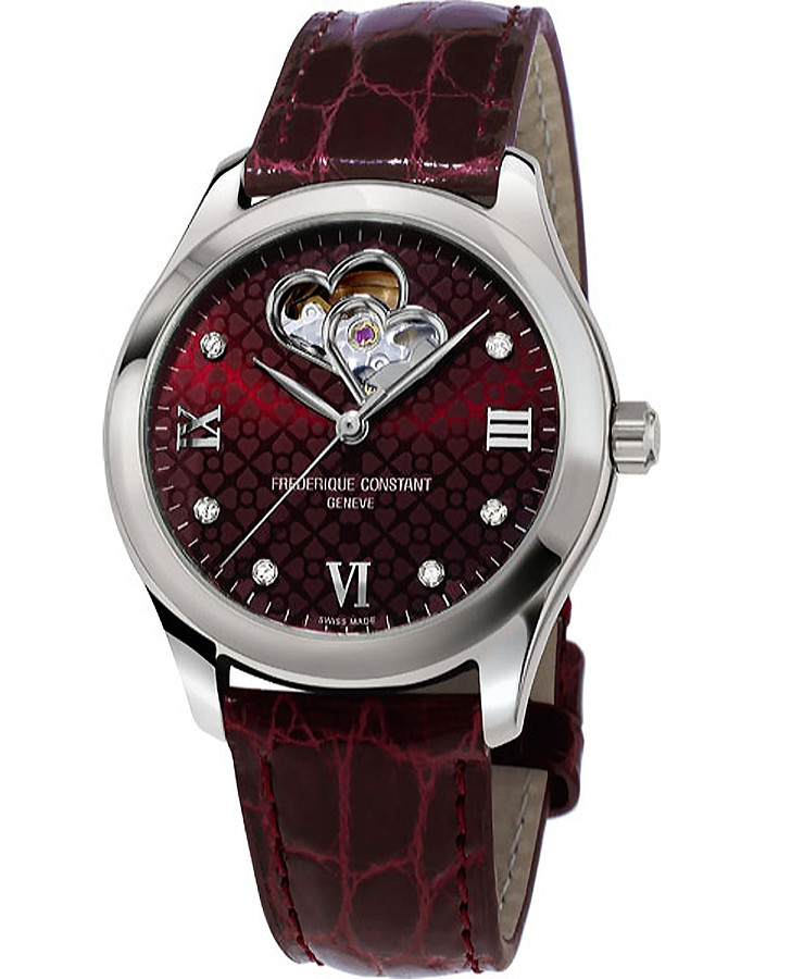 Часы Frederique Constant Ladies Automatic Double Heart Beat FC-310BRGDHB3B6 — женские, красный
