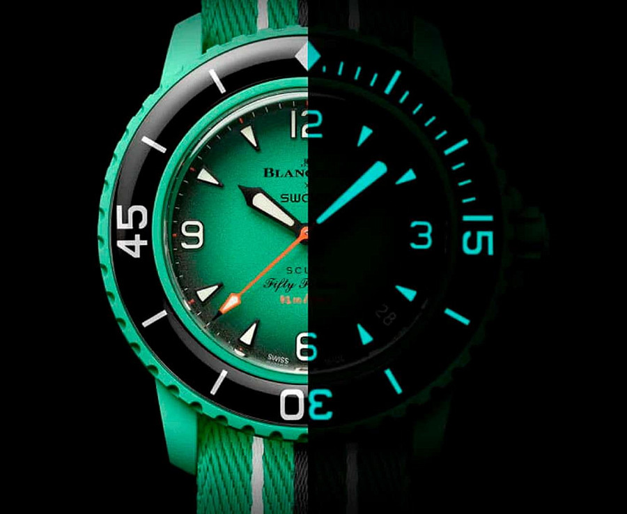Часы Swatch x Blancpain Indian ocean SO35I100C — Швейцария, механические
