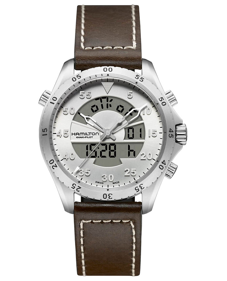 Часы Hamilton Khaki Aviation Flight Timer Quartz H64514551 — мужские, серебристый