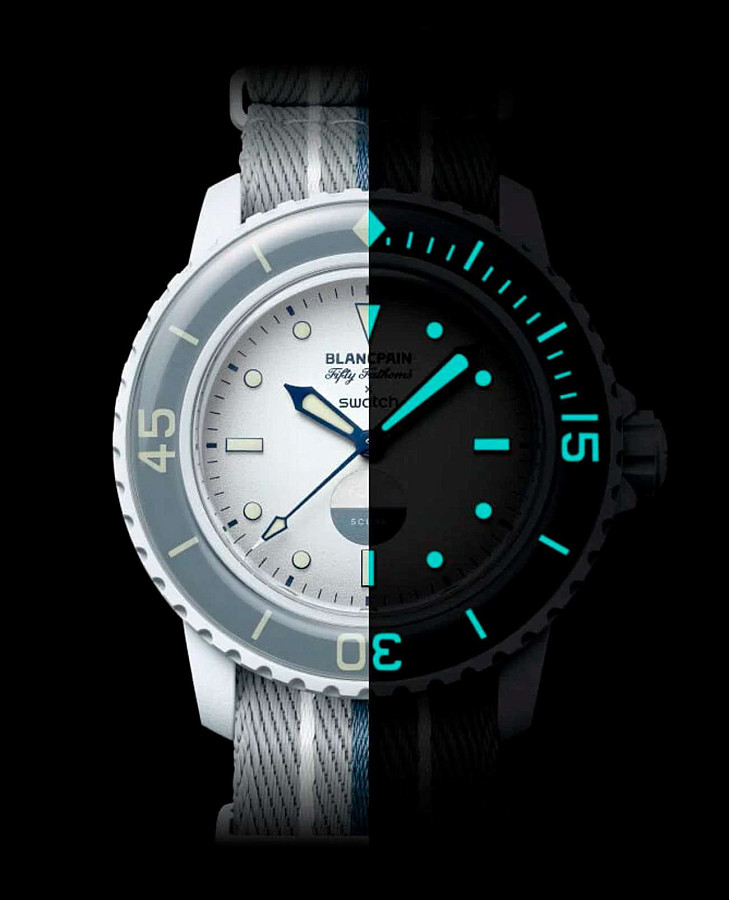Часы Swatch x Blancpain Antarctic ocean SO35S100 — Швейцария, механические