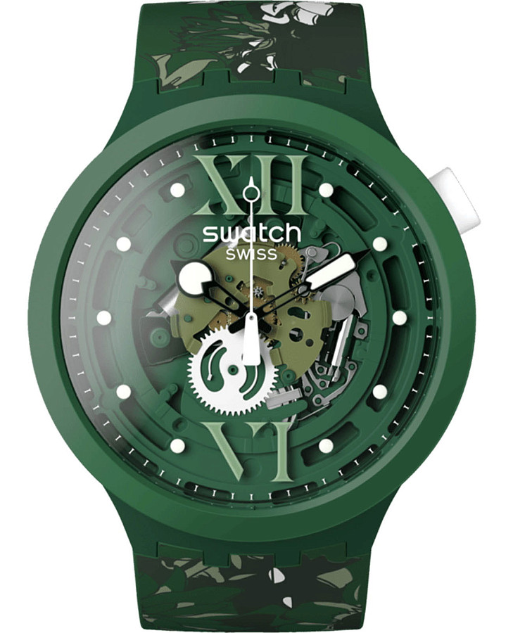Часы Swatch Big Bold Biosourced Lacquered SB05G104 — мужские, зеленый