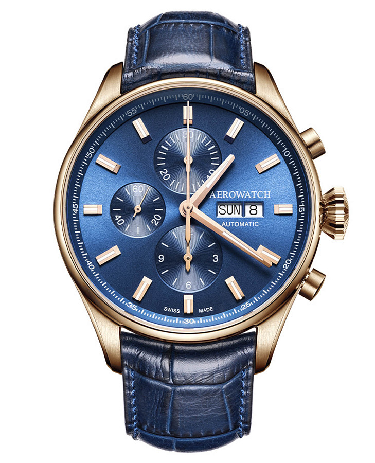 Часы Aerowatch Les Grandes Classiques Chrono Day Date 61989 RO01 — мужские, синий