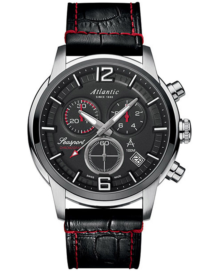 Часы Atlantic Seasport Chronograph 87461.42.45 — мужские, черный
