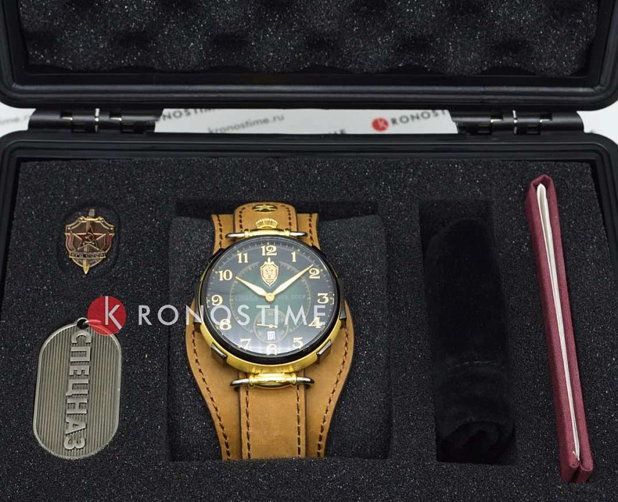 Часы Слава СССР КГБ 9624429/300-2555 — мужские, кожаный