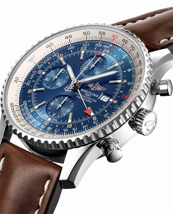 Часы Breitling Navitimer Chronograph GMT 46 A24322121C1X2 — механические, сталь металл