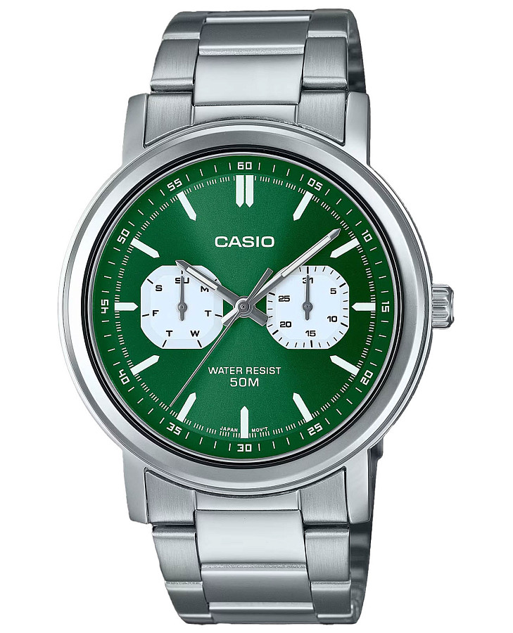 Часы Casio Collection MTP-E335D-3E — мужские, зеленый