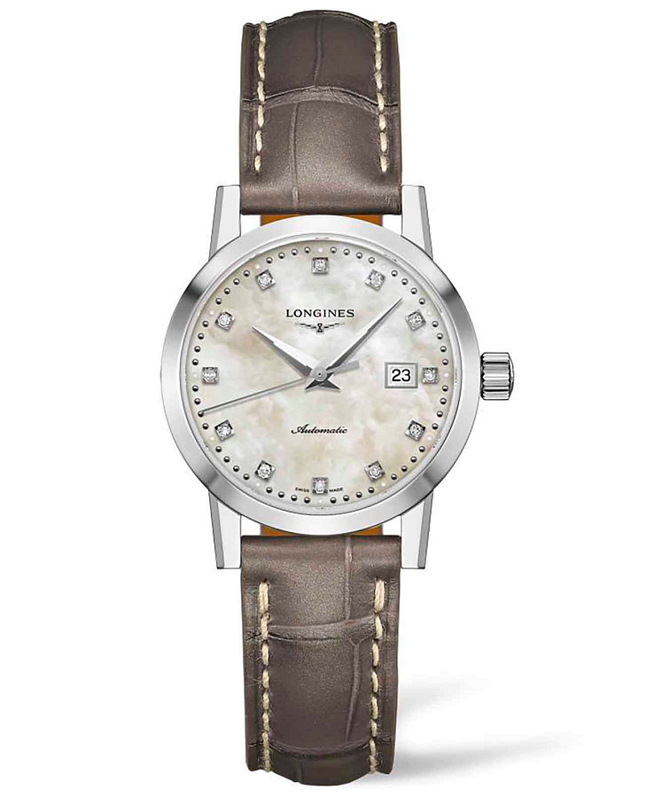 Часы Longines 1832 L4.325.4.87.2 — женские, перламутровый