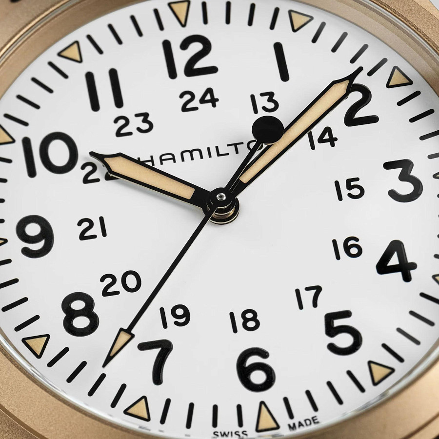 Часы Hamilton Khaki Field Mechanical Bronze H69459510 — титан бронза, кожаный