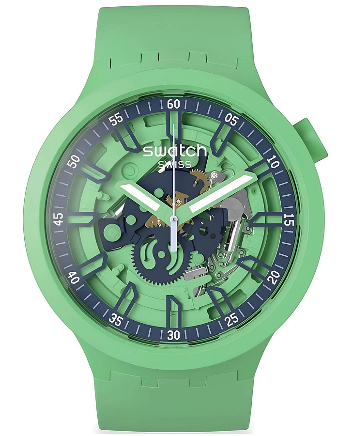 Часы Swatch Big Bold Lacquered SB01G101 — мужские, зеленый