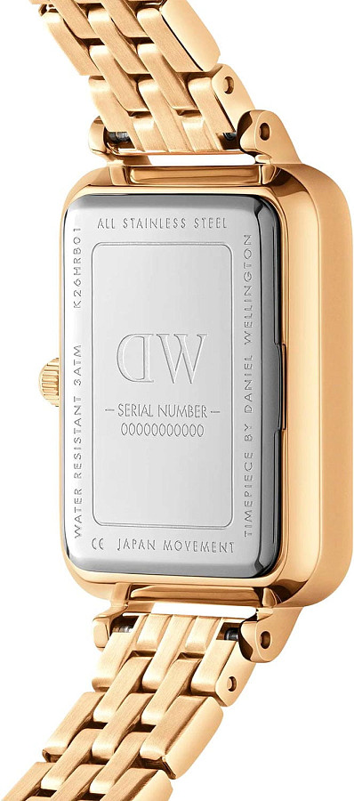 Часы Daniel Wellington Quadro Roman Numerals 5-Link Gold DW00100688 — женские, нержавеющая сталь с pvd-покрытием
