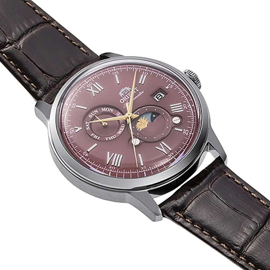 Часы Orient Sun & Moon RA-AK0807R (RN-AK0807R) — бордовый, металл сталь
