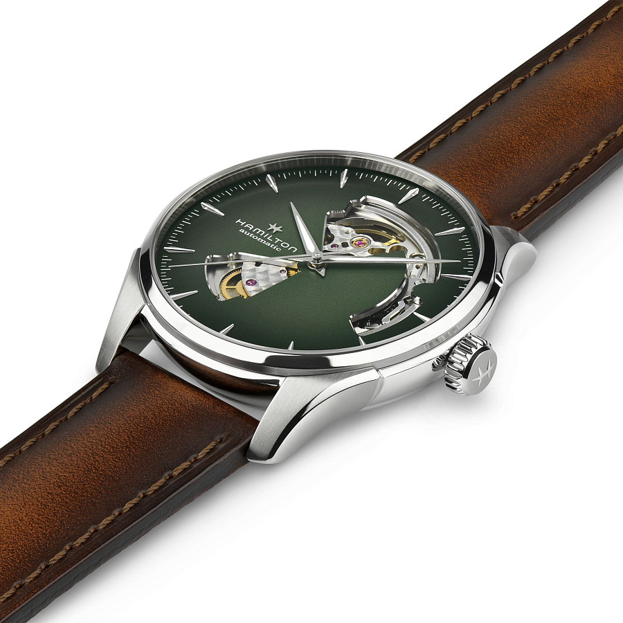 Часы Hamilton Jazzmaster Open Heart Auto H32675560 — зеленый, сталь металл