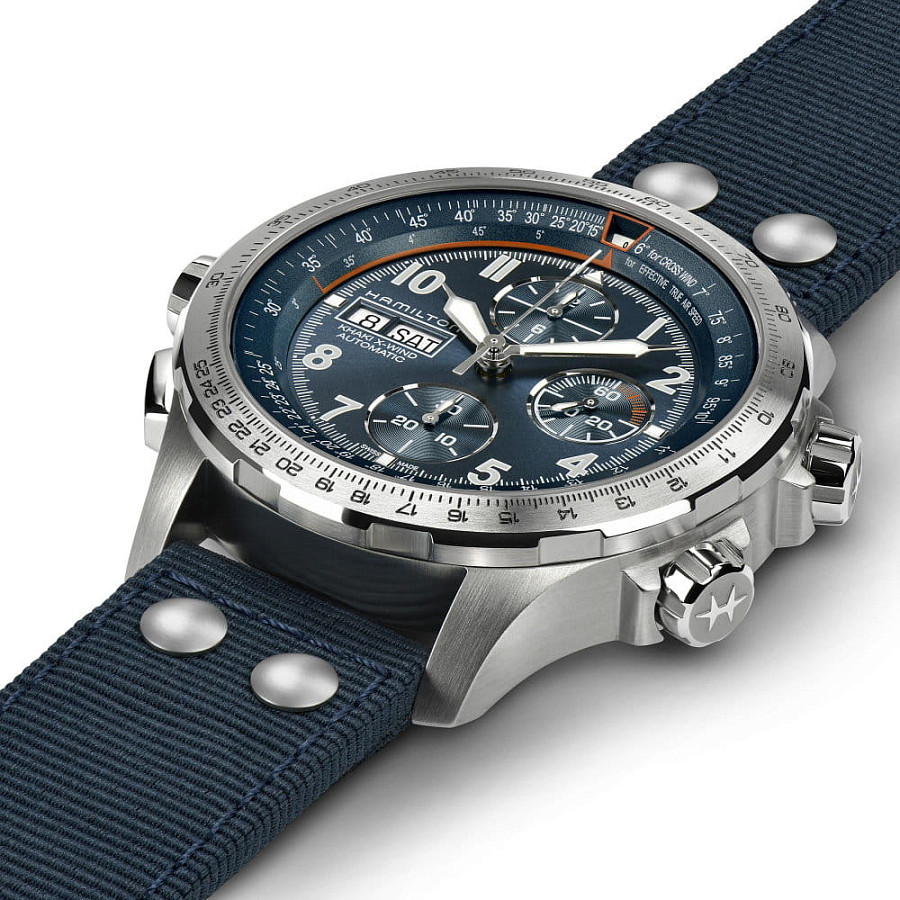 Часы Hamilton Khaki Aviation X-Wind Auto Chrono H77906940 — мужские, синий