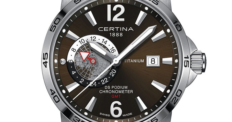 Часы Certina DS Podium GMT C034.455.44.087.00 — кварцевые, титан