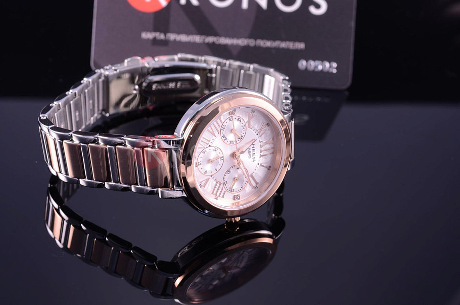 Часы Casio Sheen SHE-3034SPG-7A — кварцевые, металл сталь