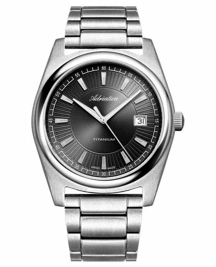 Часы Adriatica Sapphire Titanium A8319.4116Q — мужские, черный