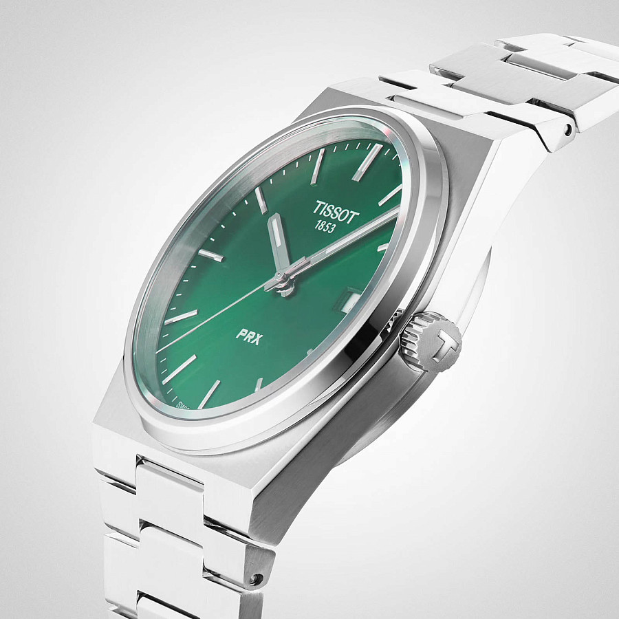 Часы Tissot PRX T137.410.11.091.00 — зеленый, металл сталь