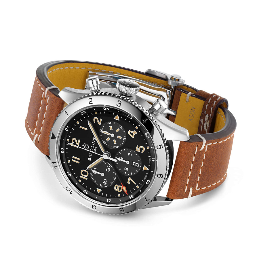 Часы Breitling Super Avi B04 Chronograph GMT 46 P-51 Mustang AB04453A1B1X1 — сталь металл, Швейцария