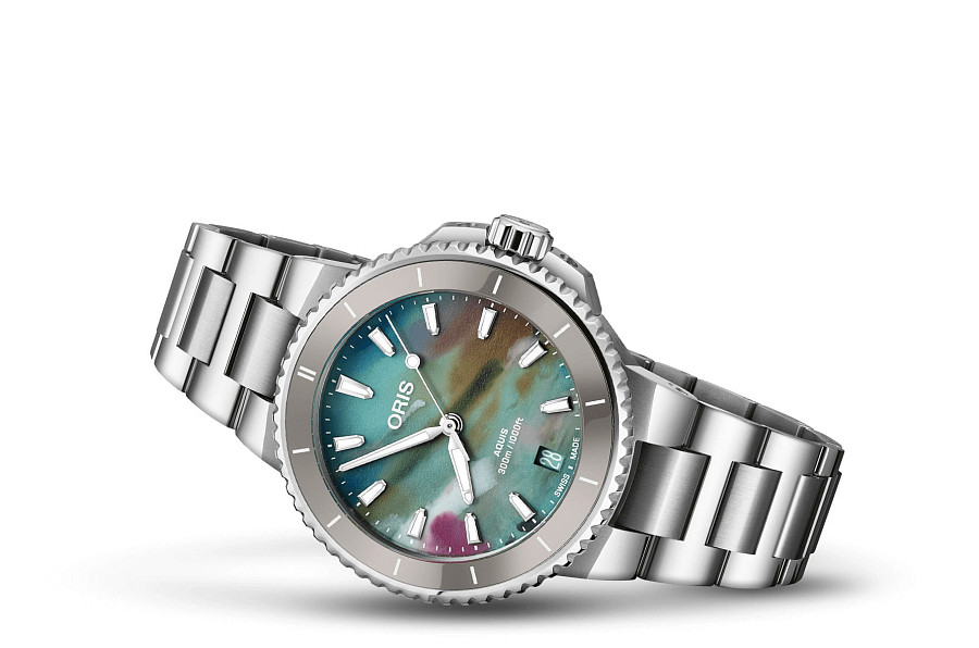 Часы Oris Aquis Date Upcycle 01 733 7792 4150-07 8 19 05P — механические, сталь металл