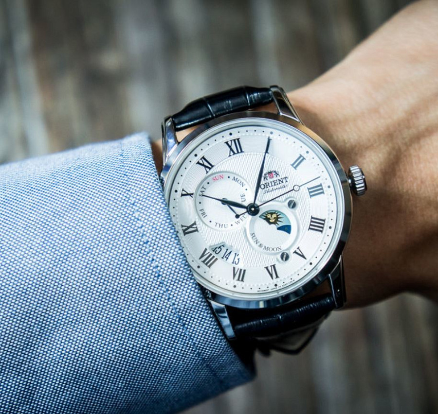 Часы Orient Sun And Moon AK00002S (FAK00002S) — сталь, Япония