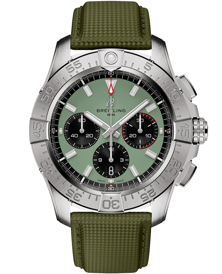 Часы Breitling Avenger B01 Chronograph 44 AB0147101L1X1 — мужские, зеленый