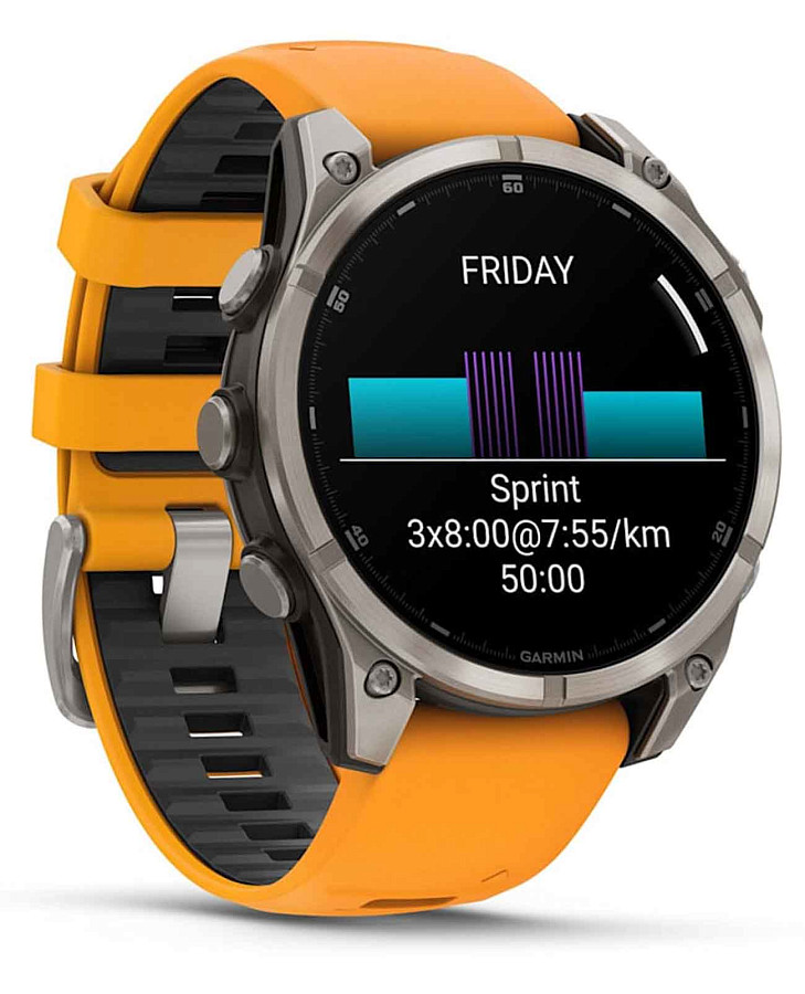 Часы Garmin Fenix 8 47mm Amoled Sapphire Titanium Orange 010-02904-11 — США, мужские