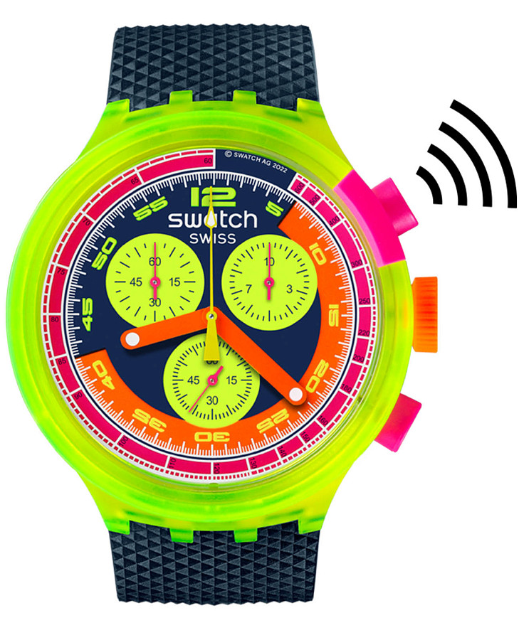 Часы Swatch Big Bold Chrono Biosourced Pay! SB06J101-5300 — мужские, синий