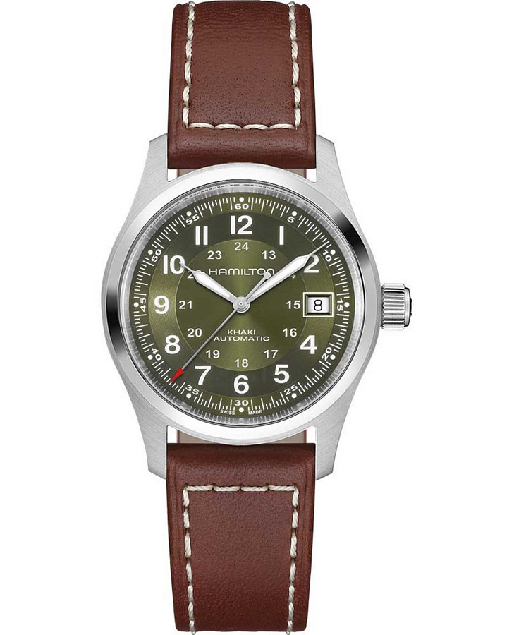 Часы Hamilton Khaki Field Auto H70455560 — мужские, зеленый