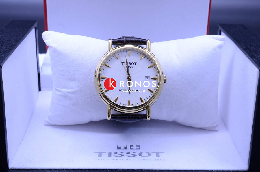 Часы Tissot Carson Powermatic 80 18K Gold T907.407.16.031.00 — механические, металл золото