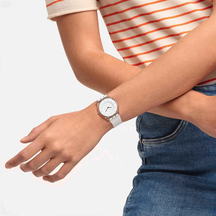 Часы Swatch Skin Classic Biosourced SS08K102-S14 — белый, пластик
