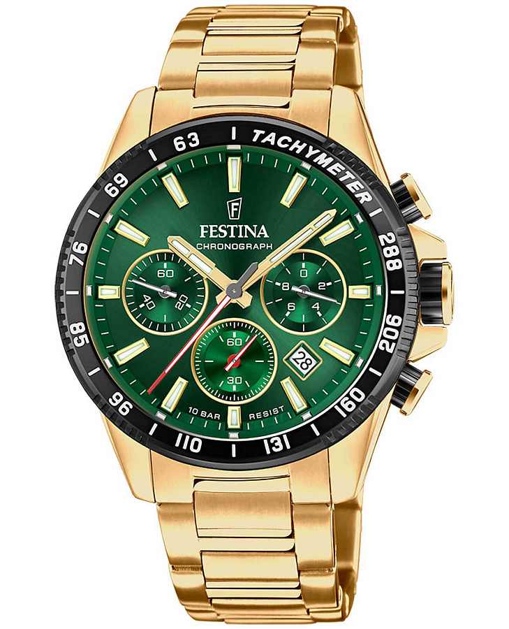 Часы Festina Timeless Chrono F20634/4 — мужские, зеленый
