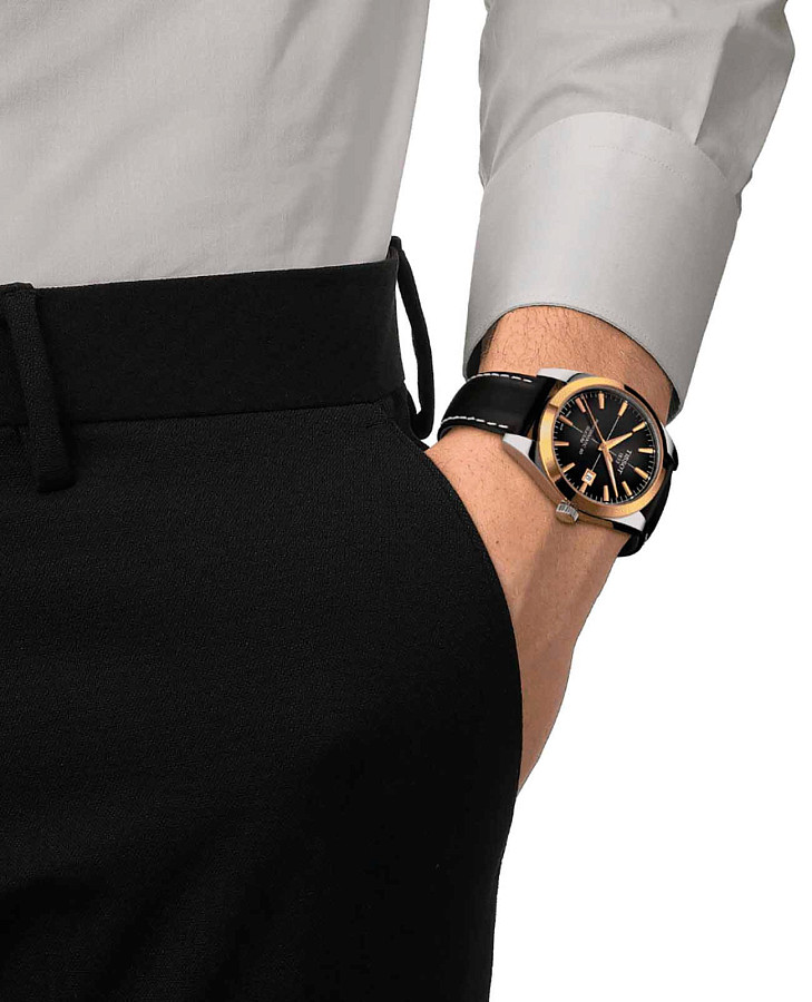 Часы Tissot Gentleman Powermatic 80 Silicium 18K Gold T927.407.46.061.01 — механические, сталь золото металл