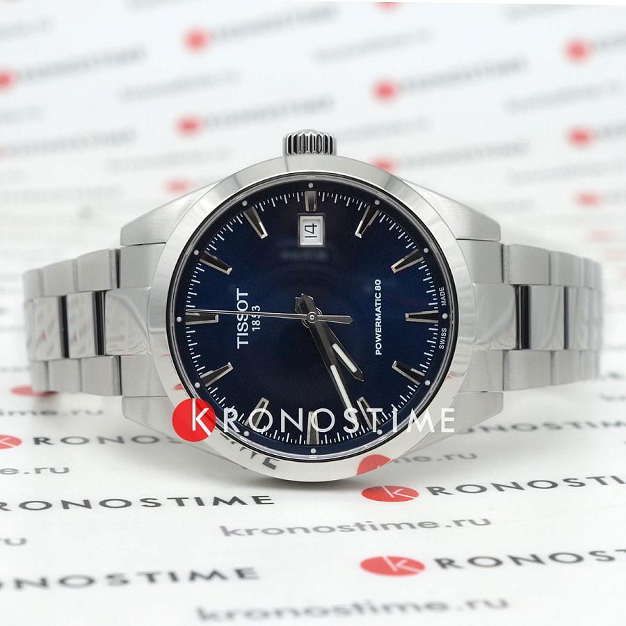Часы Tissot Gentleman Powermatic 80 Silicium T165.807.11.041.00 — механические, сталь металл