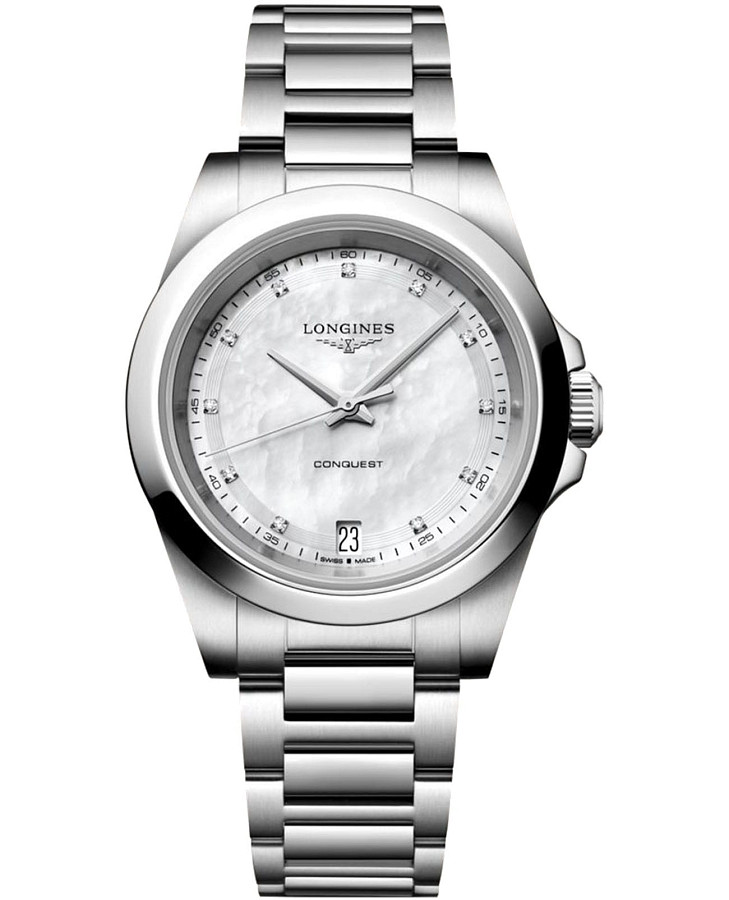 Часы Longines Conquest 34 mm L3.460.4.87.6 — женские, перламутровый
