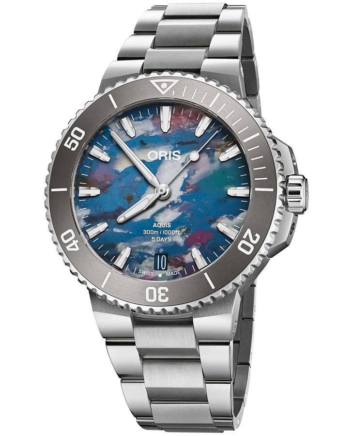Часы Oris Aquis Date Upcycle Calibre 400 01 400 7790 4150-07 8 23 02PEB — мужские, синий