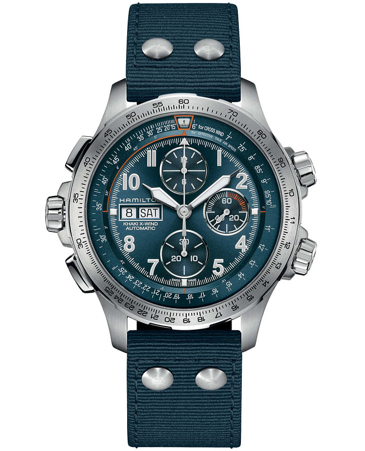 Часы Hamilton Khaki Aviation X-Wind Auto Chrono H77906940 — мужские, синий