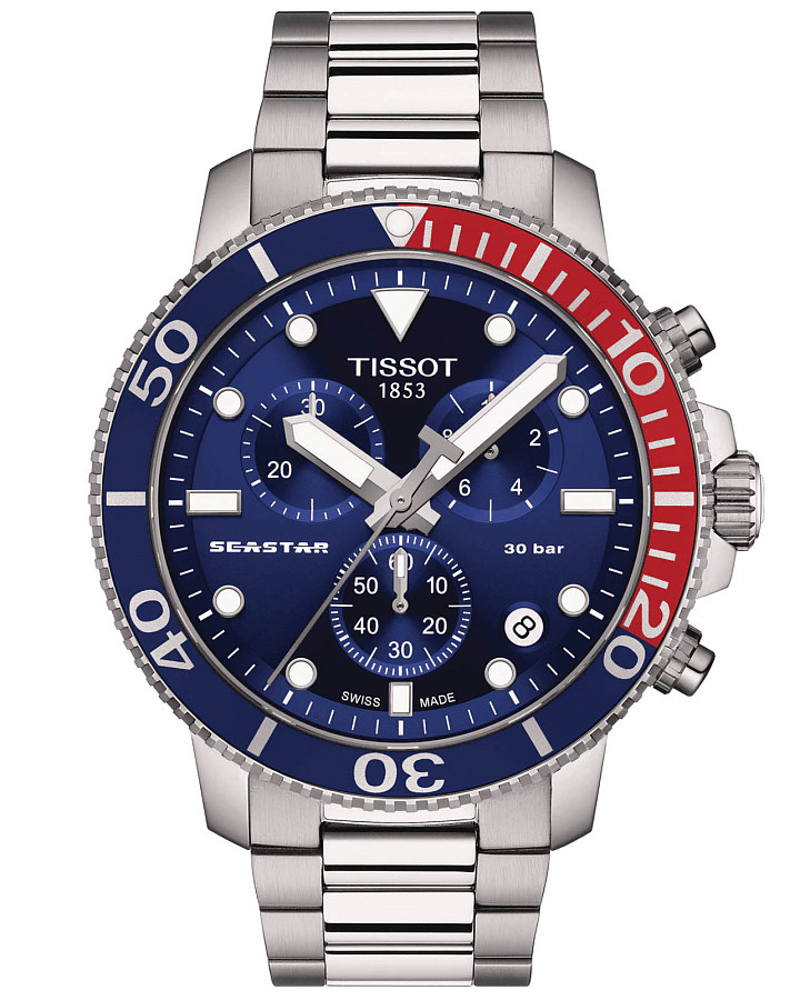 Часы Tissot Seastar 1000 Quartz Chronograph T120.417.11.041.03 — мужские, синий