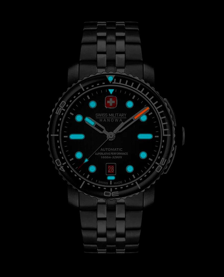 Часы Swiss Military Hanowa Maitre Plongeur SMWGL0002001-SET — черный, сталь металл