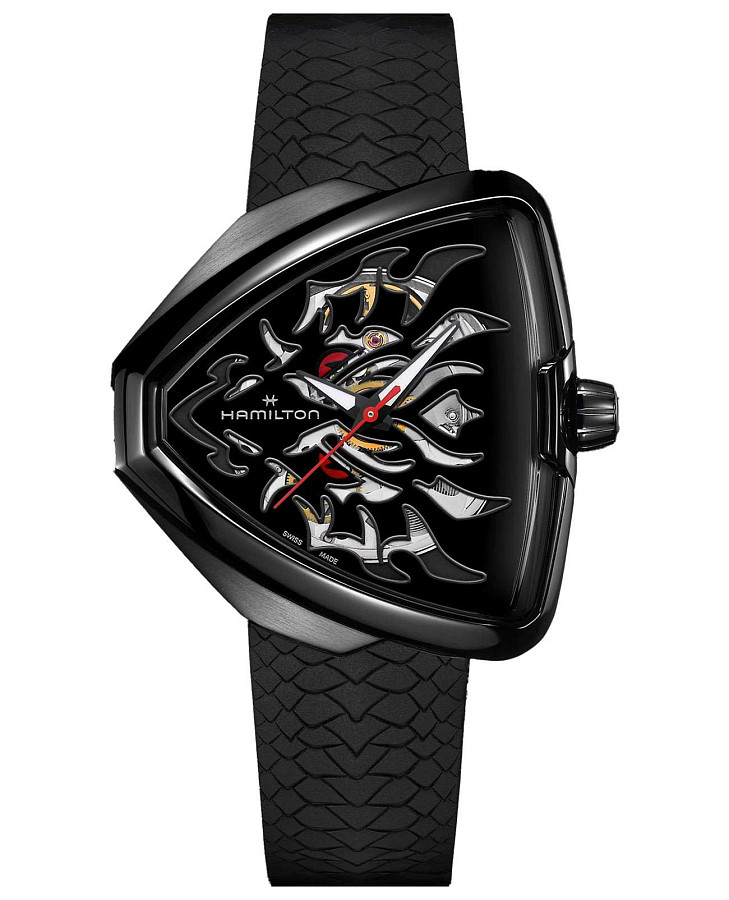 Часы Hamilton Ventura Elvis80 Skeleton Auto H24535332 — мужские, черный