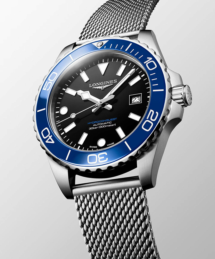 Часы Longines HydroConquest L3.788.4.90.6 — черный, сталь металл