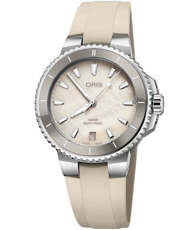 Часы Oris Aquis Date 01 733 7792 4151-07 4 19 61FC — мужские, белый