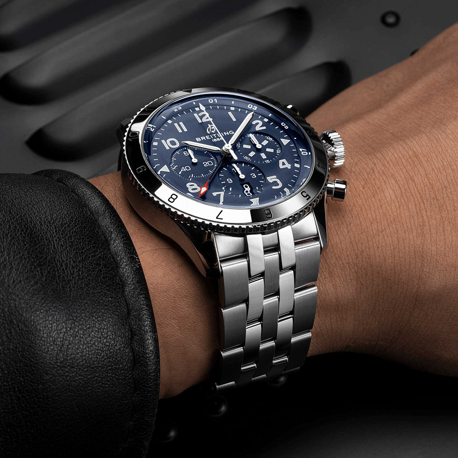 Часы Breitling Super Avi B04 Chronograph GMT 46 Tribute To Vought F4U Corsair AB04451A1C1A1 — нержавеющая сталь, мужские