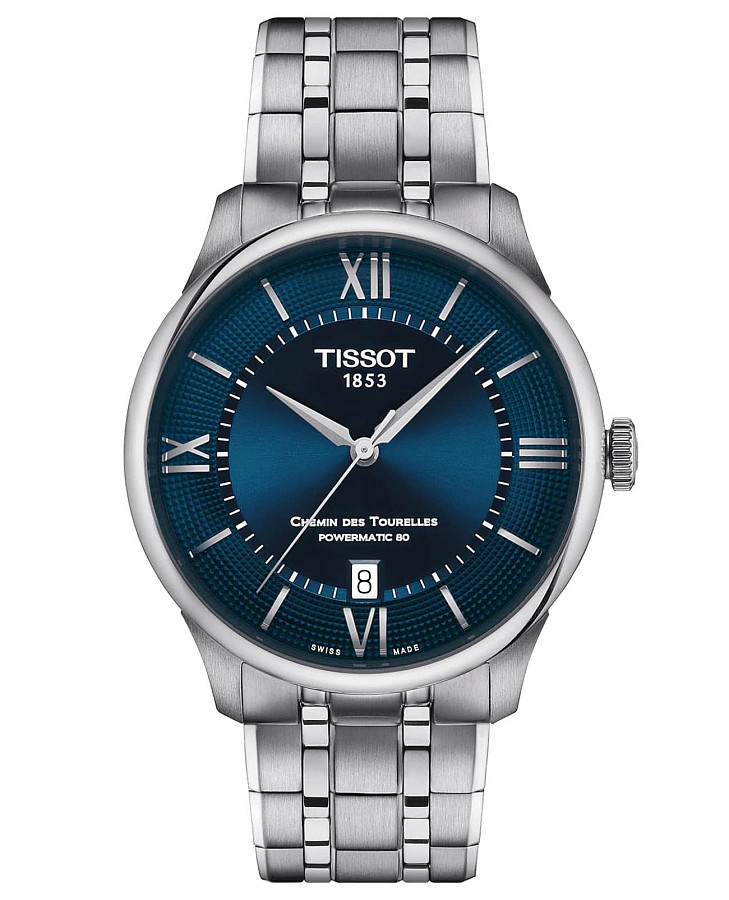 Часы Tissot Chemin des Tourelles Powermatic 80 T139.807.11.048.00 — мужские, синий