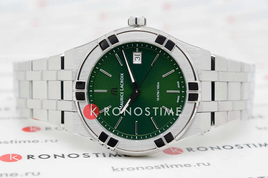 Часы Maurice Lacroix Aikon Quartz Date 40mm AI1108-SS00F-630-D — кварцевые, металл сталь