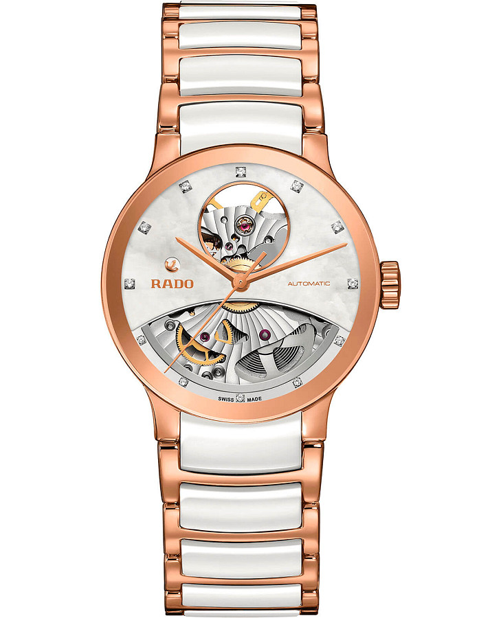 Часы Rado Centrix Automatic Diamonds Open Heart R30248902 — женские, белый
