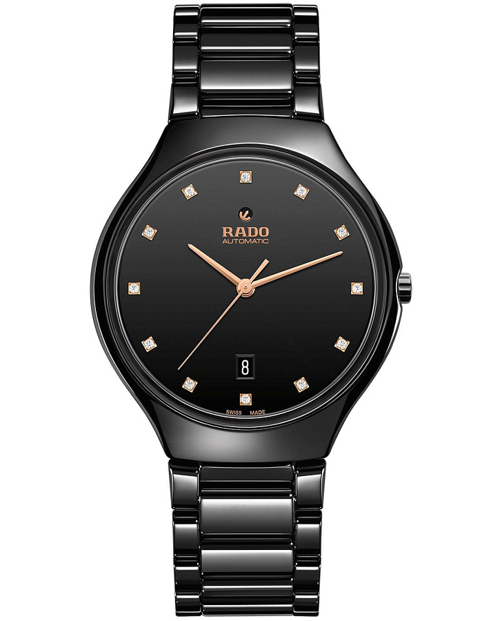 Часы Rado True Thinline Automatic Diamonds R27113722 — мужские, черный
