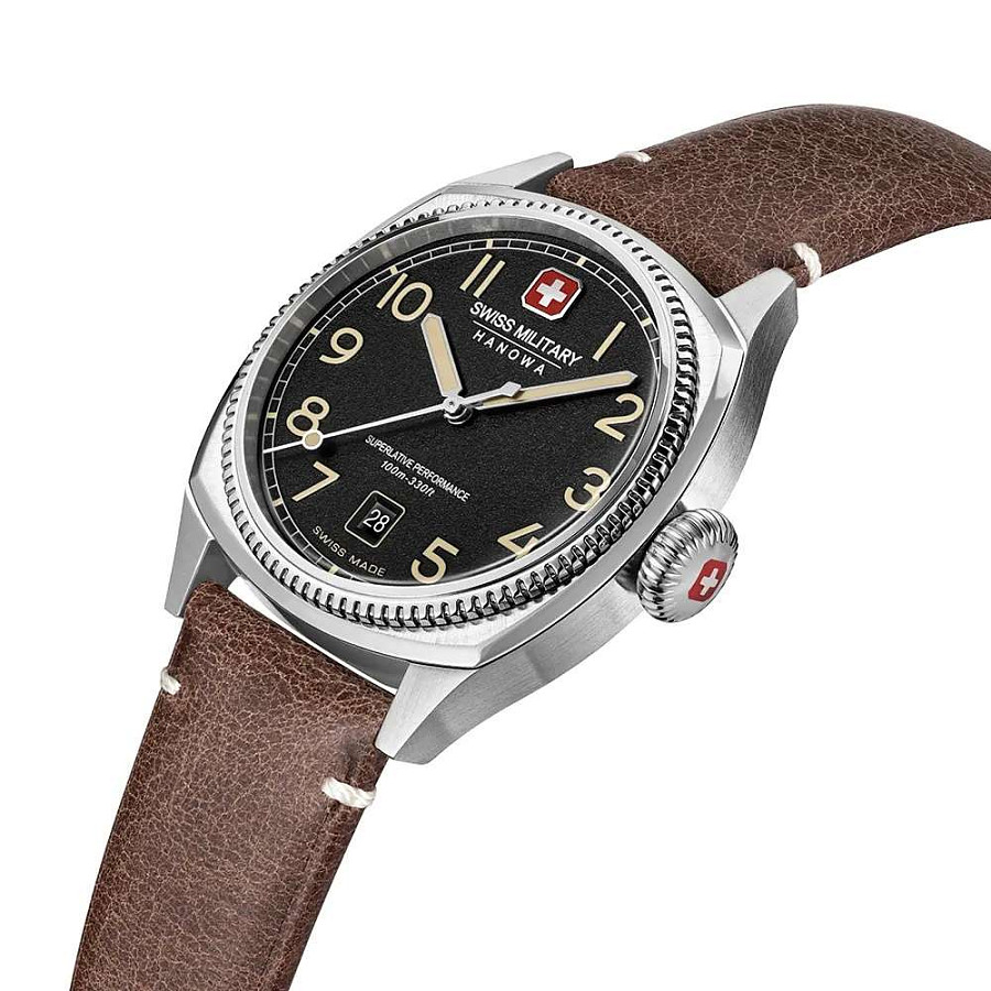 Часы Swiss Military Hanowa Condor SMWGB0003701 — мужские, кожаный