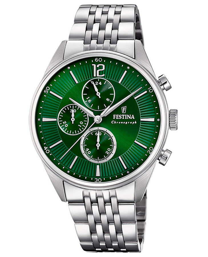 Часы Festina Timeless Chrono F20285/8 — мужские, зеленый