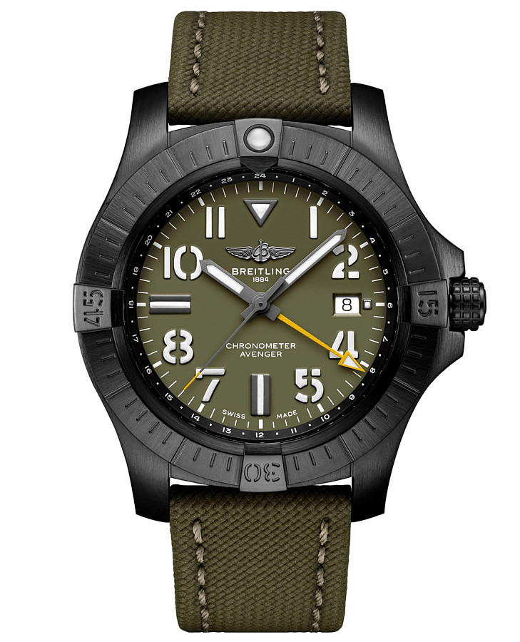 Часы Breitling Avenger Automatic GMT 45 Night Mission Limited Edition V323952A1L1X1 — мужские, зеленый